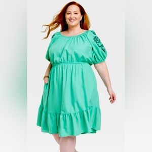 Knox Rose Mint Green Embroidered Boho Dress size 3X